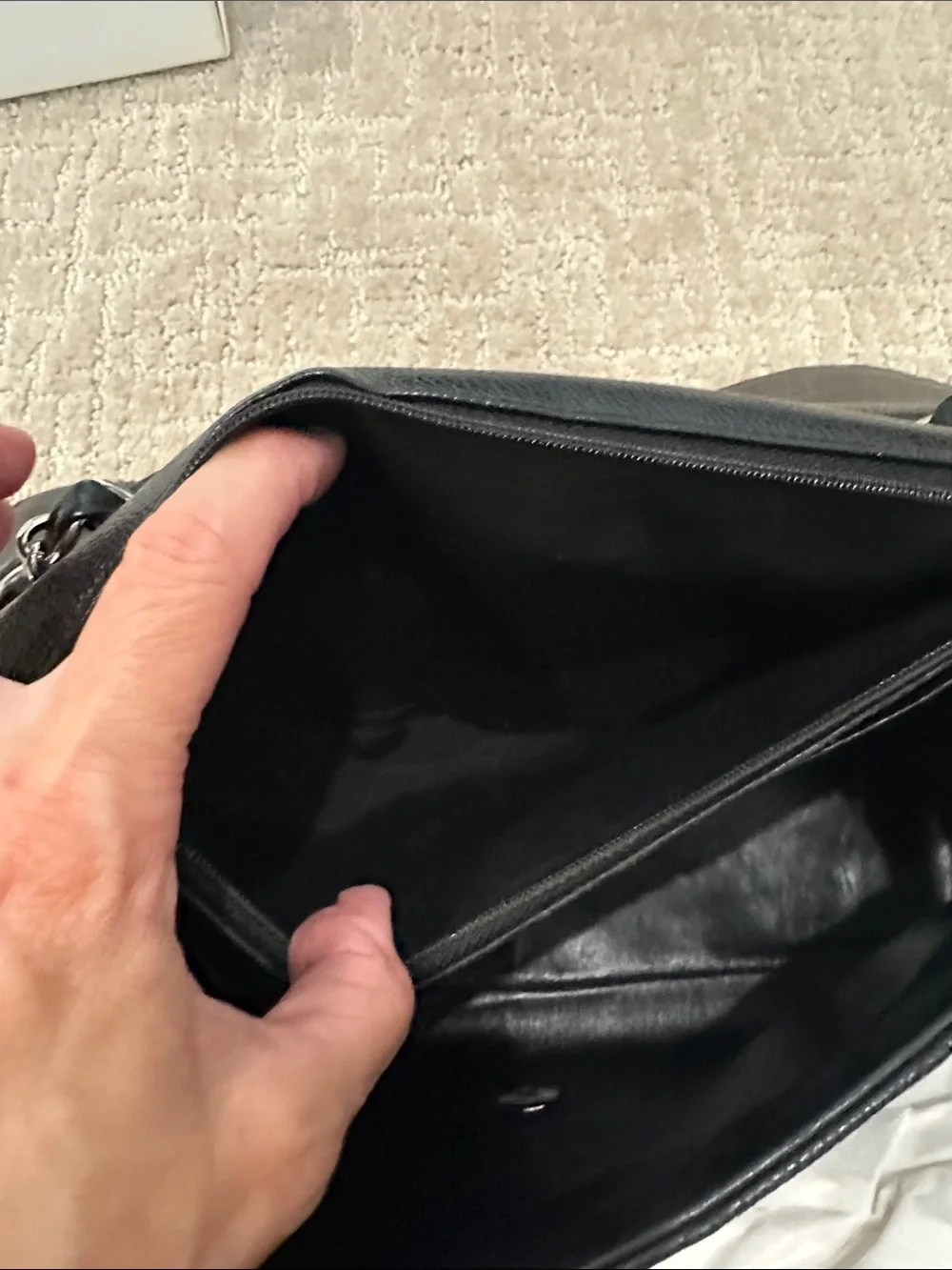 CHANEL Black Quilted Caviar Leather Single Flap Shoulder Bag